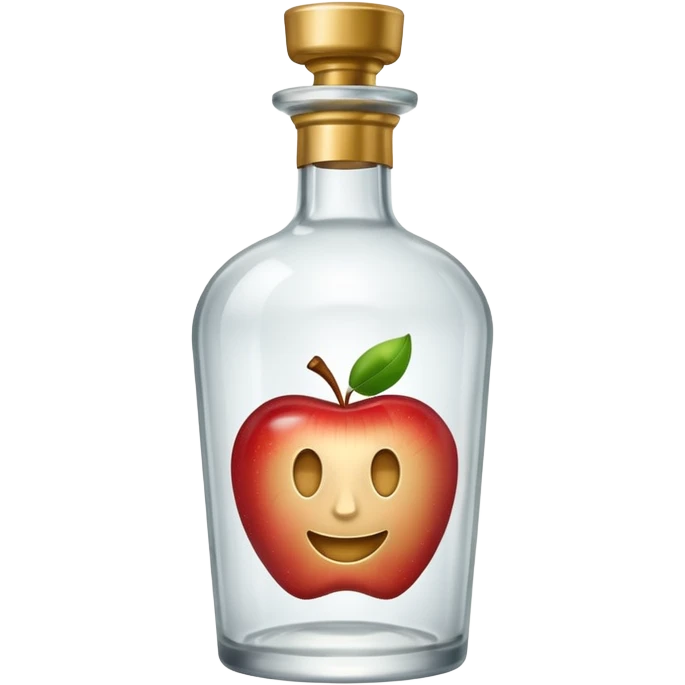A bottle of vodka emoji in the style of Apple emoji with a knocker. emoji