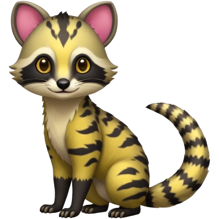 colorful light cute lush warm-colored Fakémon-Fionbri-Vernid-Civet-creature with markings (full body) emoji