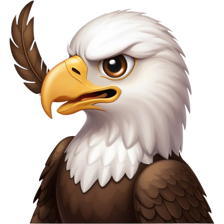 Eagle playing hockey with a black eye and missing teeth emoji