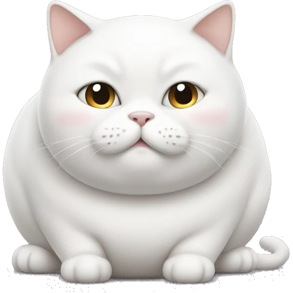 chubby white cat with a belly emoji