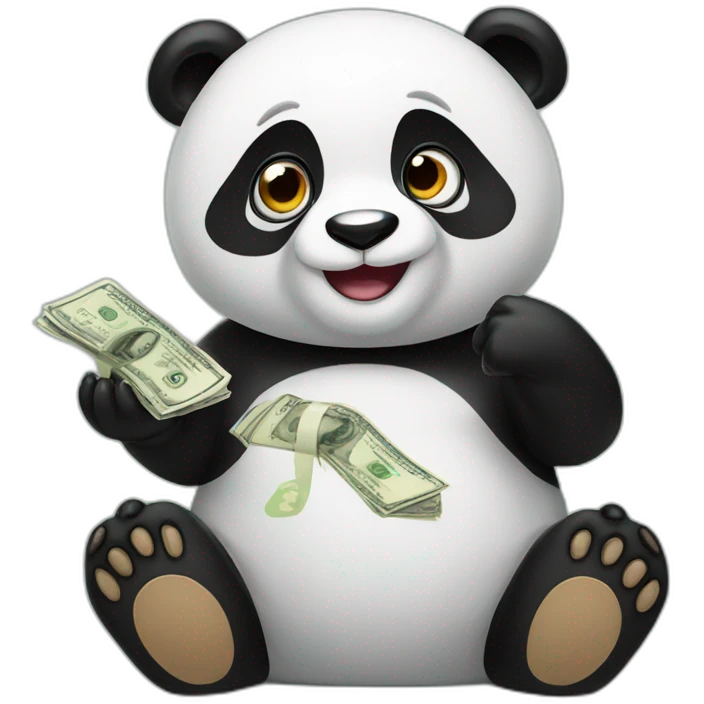 Panda counting cash emoji