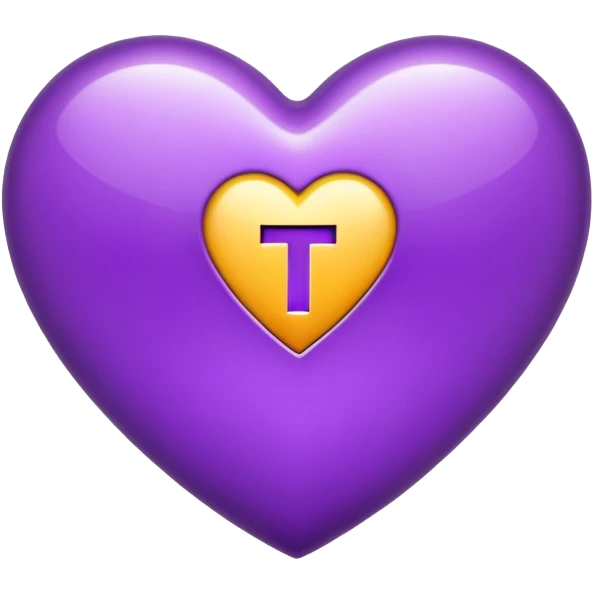 The Letter “T” inside a Purple Heart emoji