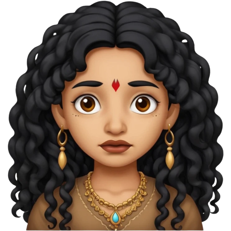 ugly indian gurl with long curly hair emoji