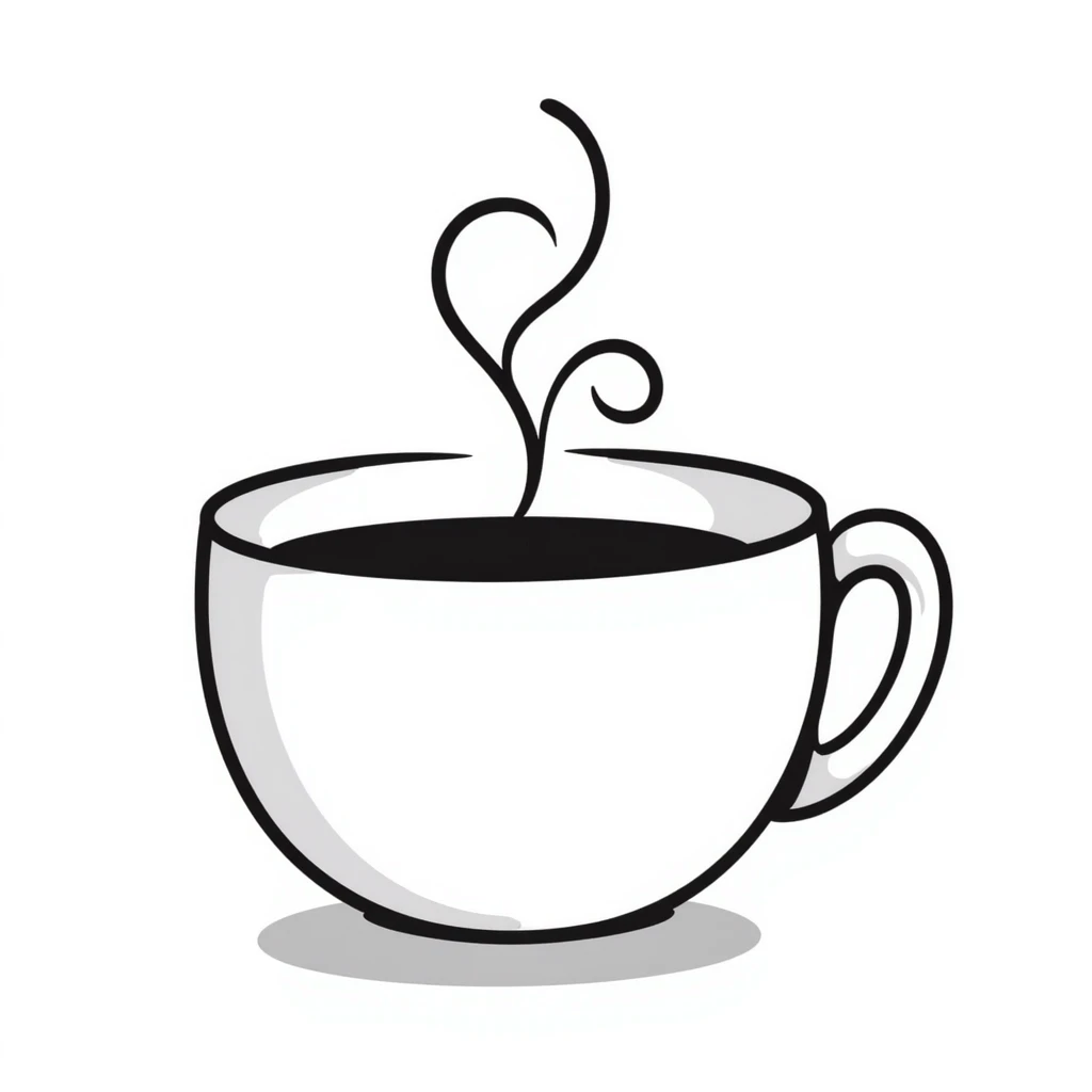 hand-drawn doodle of a cappuccino cup with steam and foam emoji