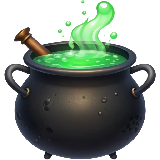 boiling cauldron with potion emoji