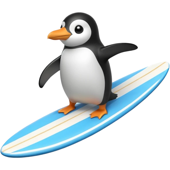 penguin riding surfboard  emoji