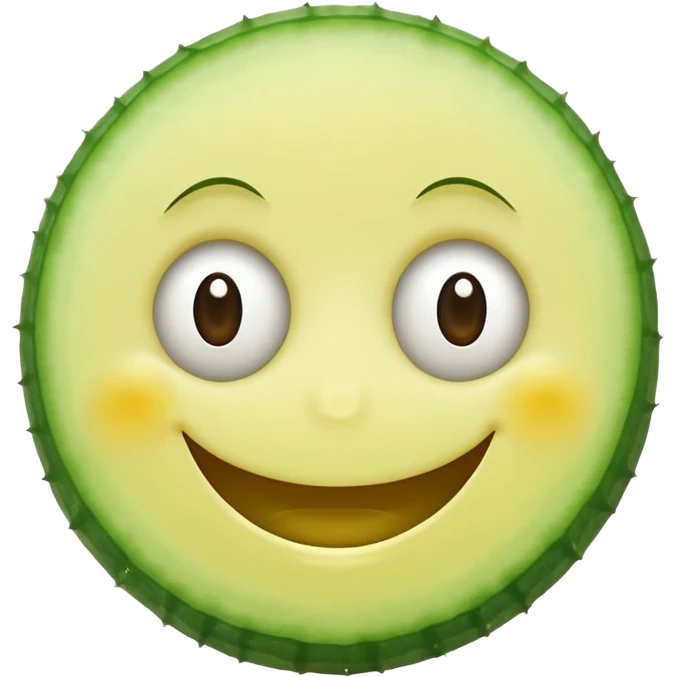 smiley face with only eyes replaced by cucumbers, mouth and face unchanged emoji
