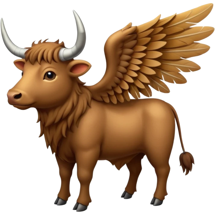 4 legged winged ox emoji light brown body visible too with wings on back emoji