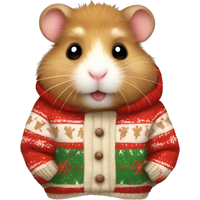 Fluffy Brown Hamster wearing a christmas Sweater  emoji