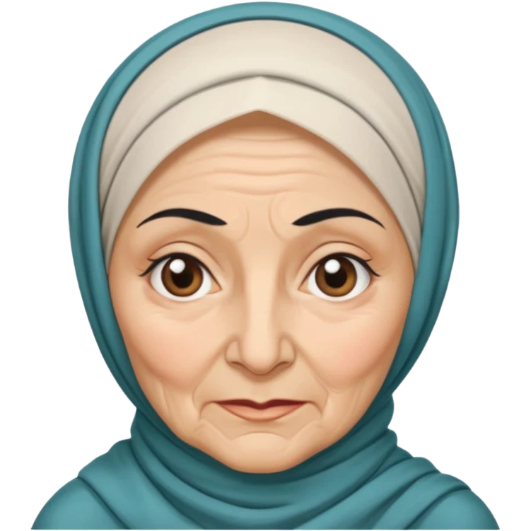 VERY OLD WHITE WOMAN HIJAB BLACK EYEBROWS emoji