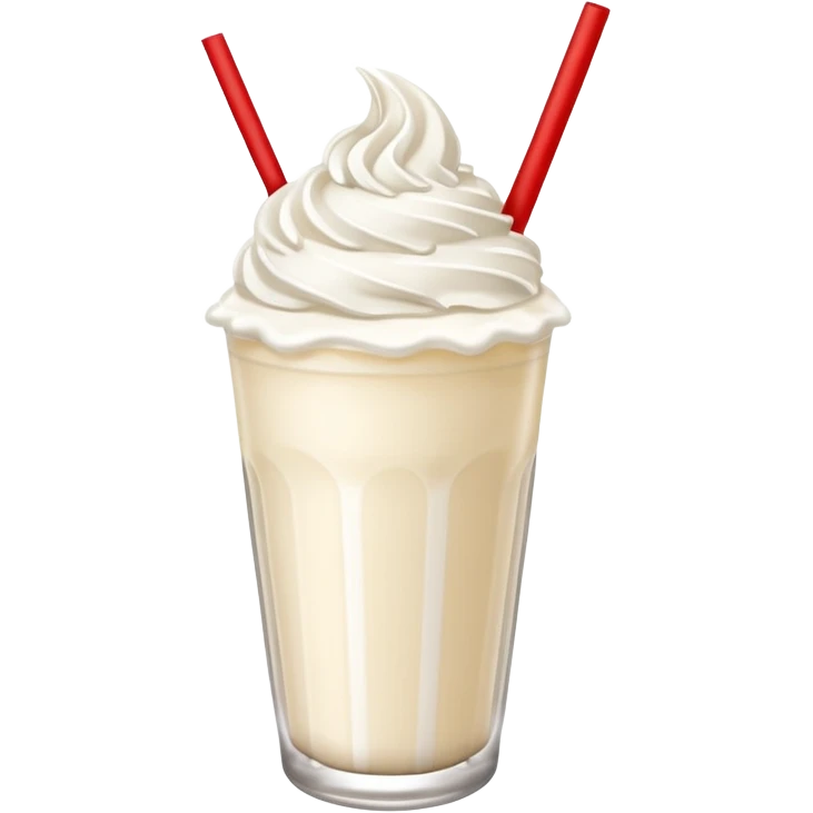 milkshake with whipped cream and red straw on top emoji