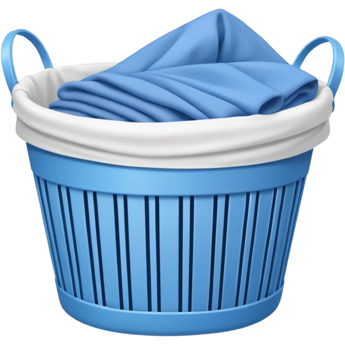 white LAUNDRY BASKET WITH FOLDED blue CLOTHES emoji