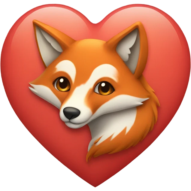 Heart with fox inside emoji