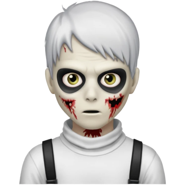 zombie boy with emo hair and white shirt with a ski mask on hair from Nike da syna no mask zombie  emoji