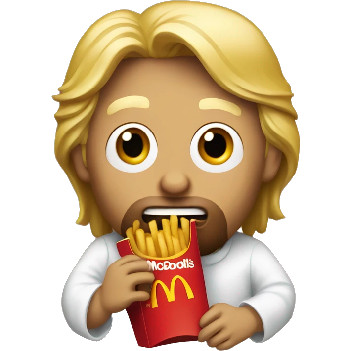 Donald trump eating McDonalds with Jesus emoji