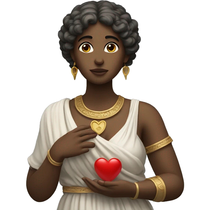 Greek Sappho holds a heart in her hand emoji