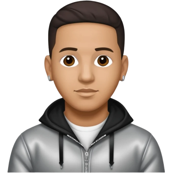 Daddy Yankee with dark brown hair, silver outfit emoji