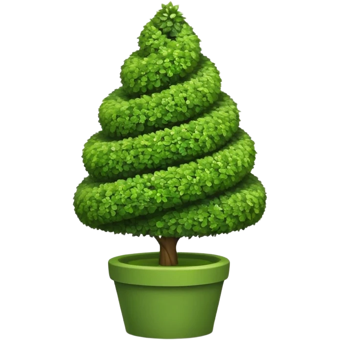 spiral topiary tree emoji, green spiral shaped bush, garden art tree, cute emoji style, emoji
