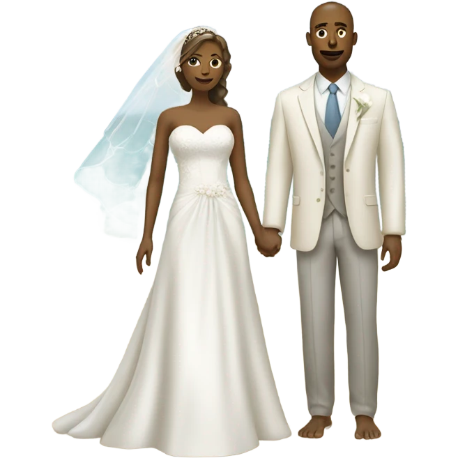 Bride and groom on beach emoji