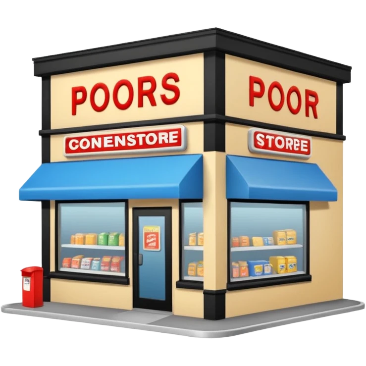 Convenience store named poor store and more emoji