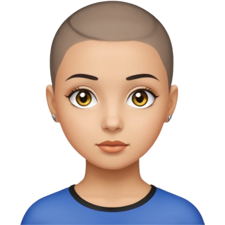 HAZEL EYES , BLACKF BUZZ CUT LIGHT SKIN ROUND FACE GIRL emoji
