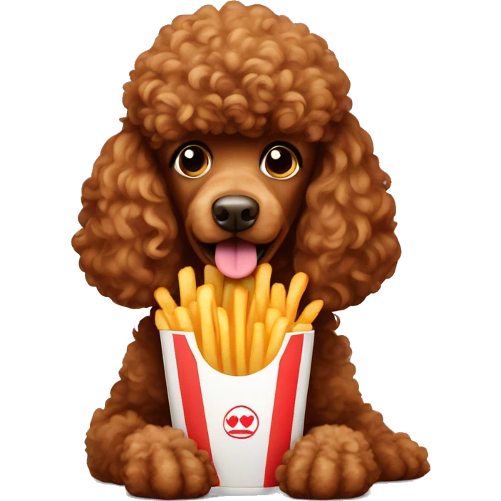 Brown poodle eating fries  emoji