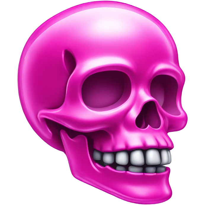Crystalized hot pink skeleton head that is shiny  emoji