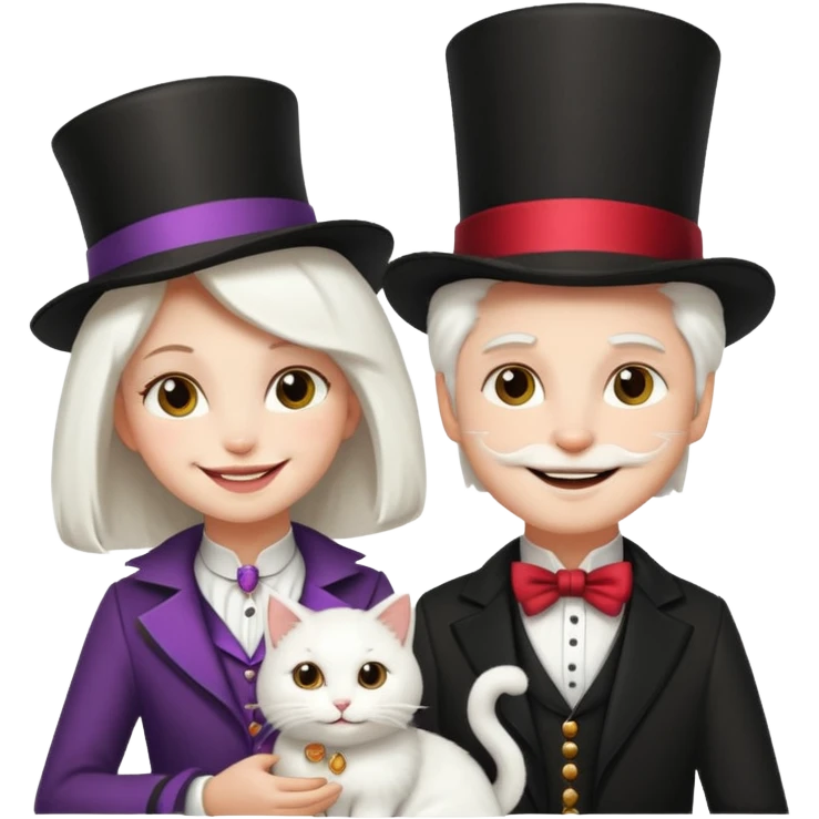 magician couple and their pet cat emoji