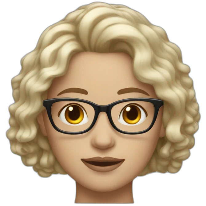 woman white skin glasses wavy bran hair emoji