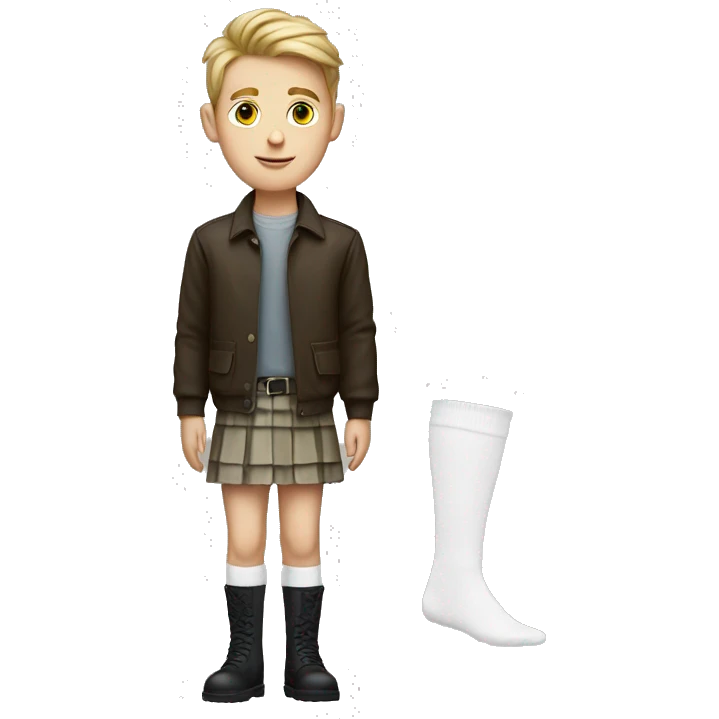 white boy wearing a skirt and thigh high socks emoji