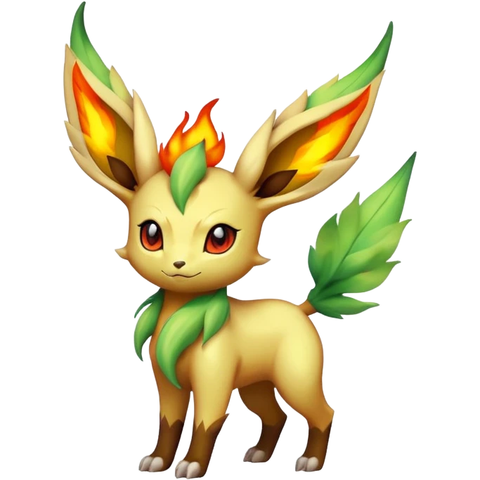 Fire-type Fakémon-Leafeon full body emoji