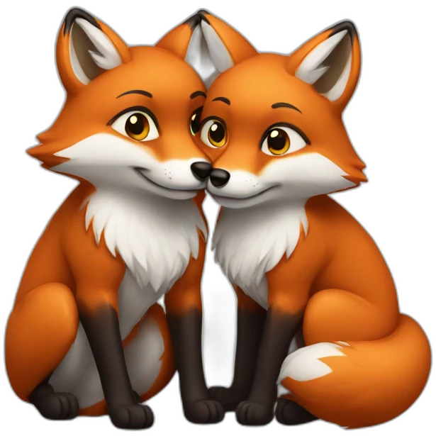 2 fox cudling emoji
