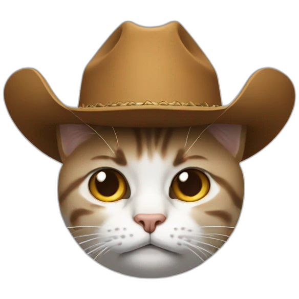 pleading cat face whit cowboy hat emoji