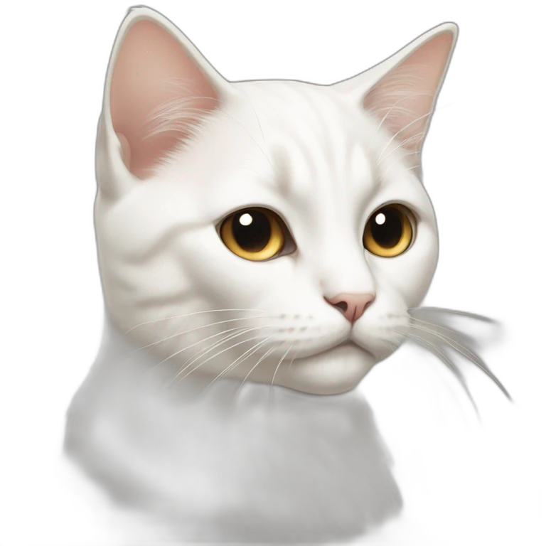 white cat with black around left eye and beige around right eye emoji