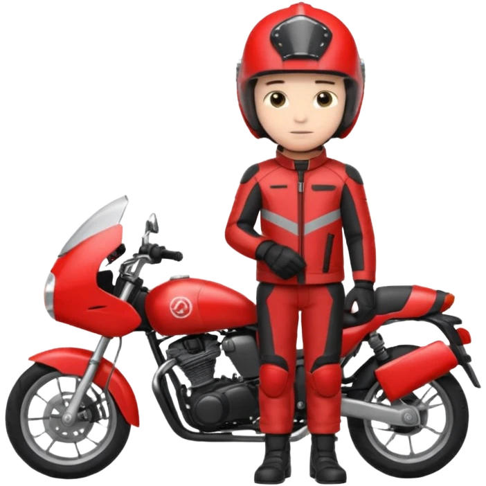 A boy stand with Motorbike emoji