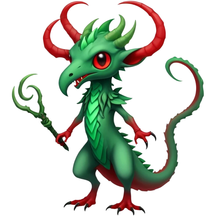 Cool Edgy Green Red ethereal eldritch badass Fionbri-Vernid-Trico-animal-creature full body emoji