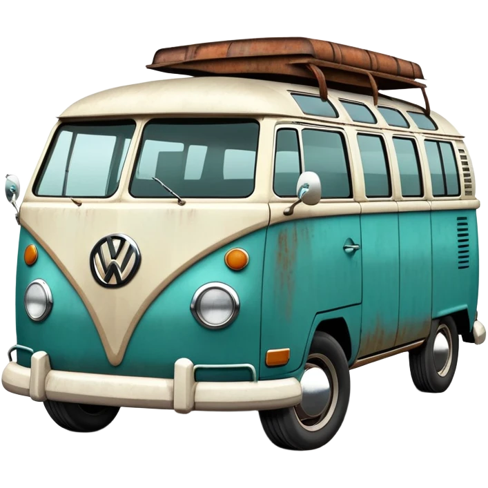 a teal vintage VW bus emoji