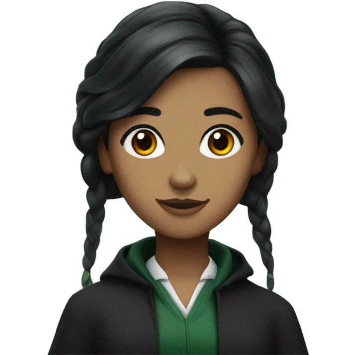 Black hair slytherin girl student brown eyes  emoji