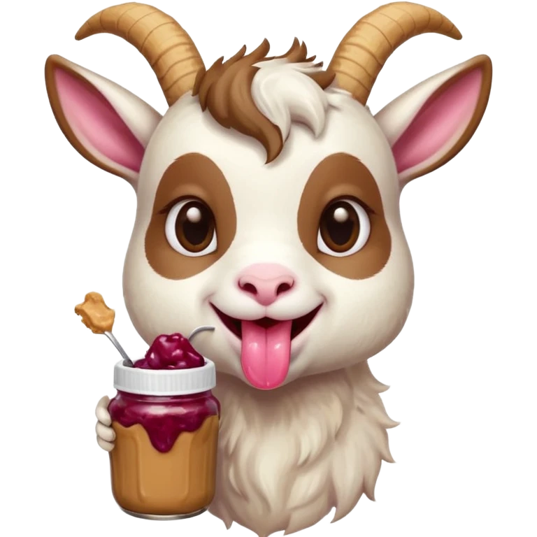 cute baby goat eating peanut butter and jelly  emoji