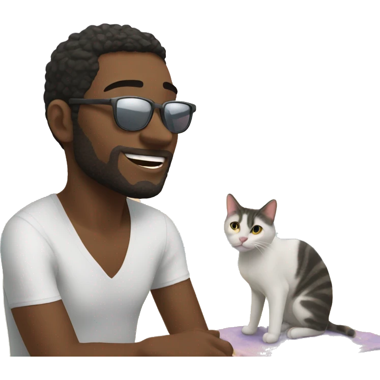 guy with cat at beach emoji