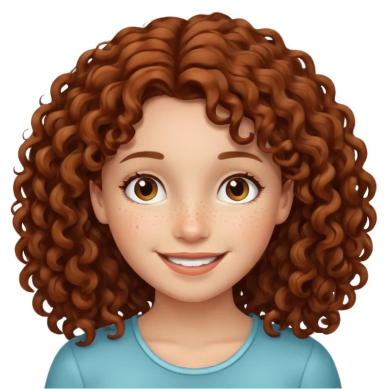 girl with brown curly hair and freckles emoji