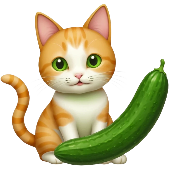 Cat holding a cucumber  emoji