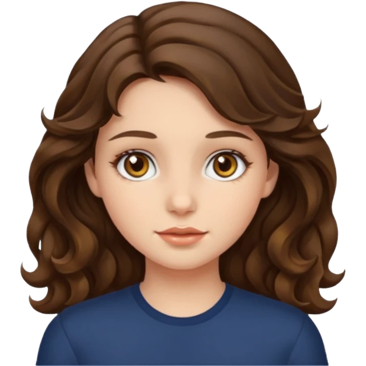 Girl with hazel eyes, brunette hair, wavy hair emoji