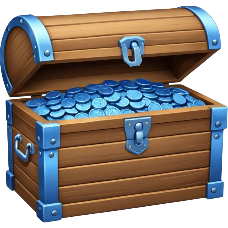 wood chest of blue coins emoji
