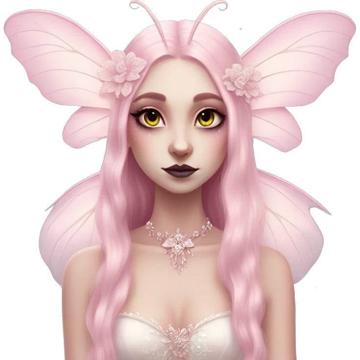 magical pale pink pretty luna moth goth princess fairy bride emoji