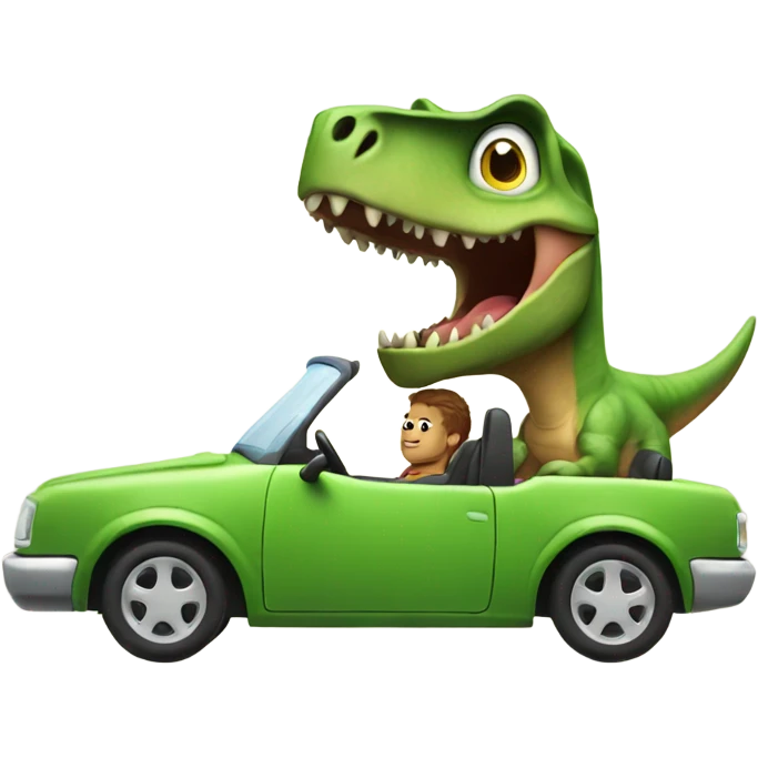 Dinosaur driving a car emoji