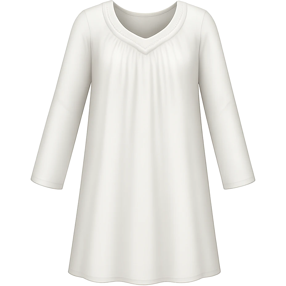 Make the nightgown white with long sleeves in the style of apple style emojis, keeping the emoji style look, with no background. emoji