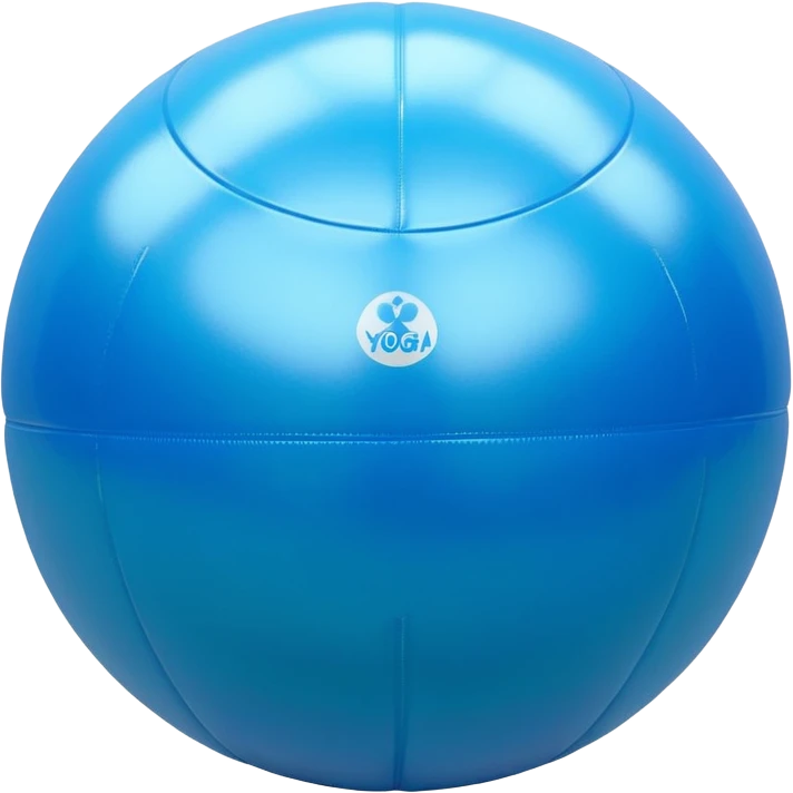 3D render of Yoga Ball made of shiny inflatable vinyl, visible seam lines, air valve, highly reflective plastic texture, pool toy aesthetic. emoji