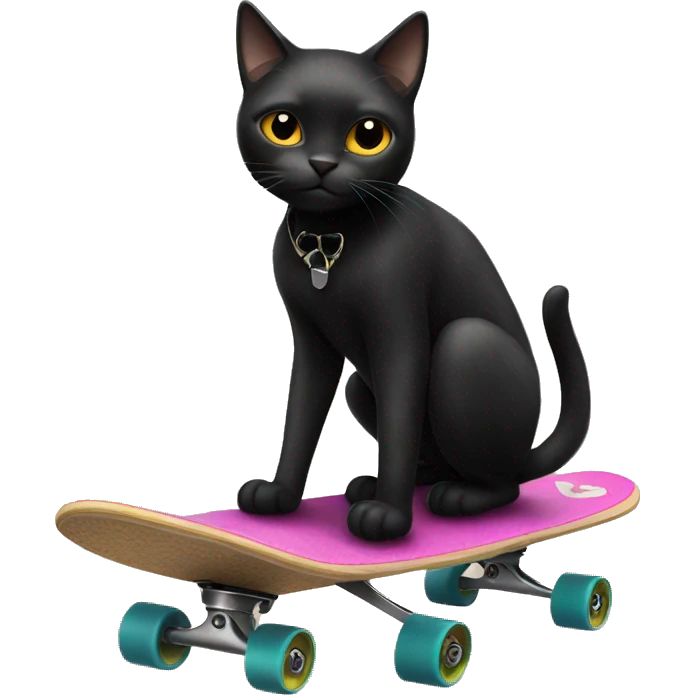 black cat on a skateboard emoji