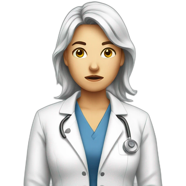 Upset women in lab coat emoji